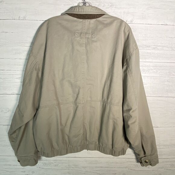 Roundtree & Yorke Khaki Zip Bomber Jacket Flannel Lined Men’s Large - Picture 5 of 6